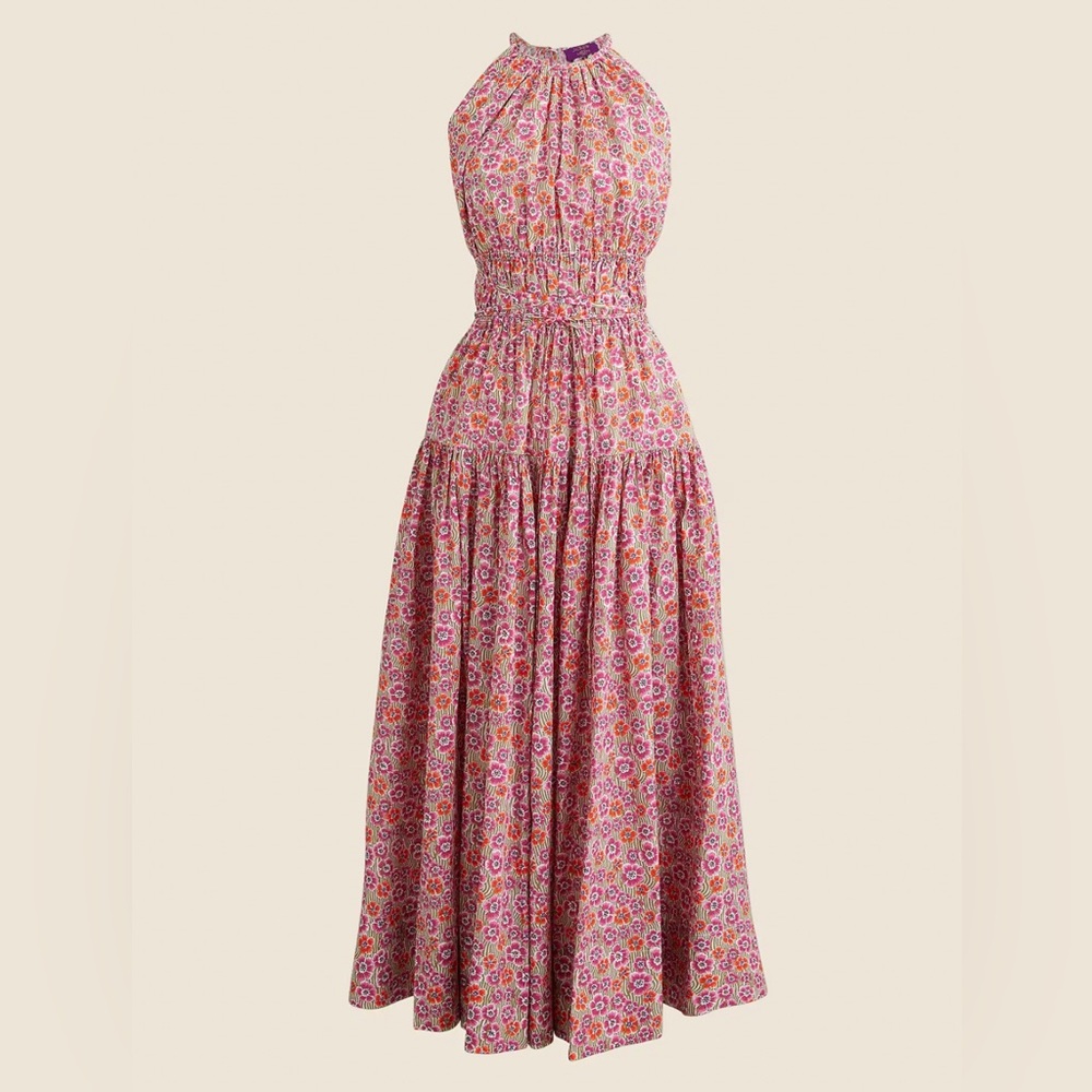 NWT J.Crew Tie Waist Halter Dress in Liberty Ellie Fabric - Picture 4 of 10